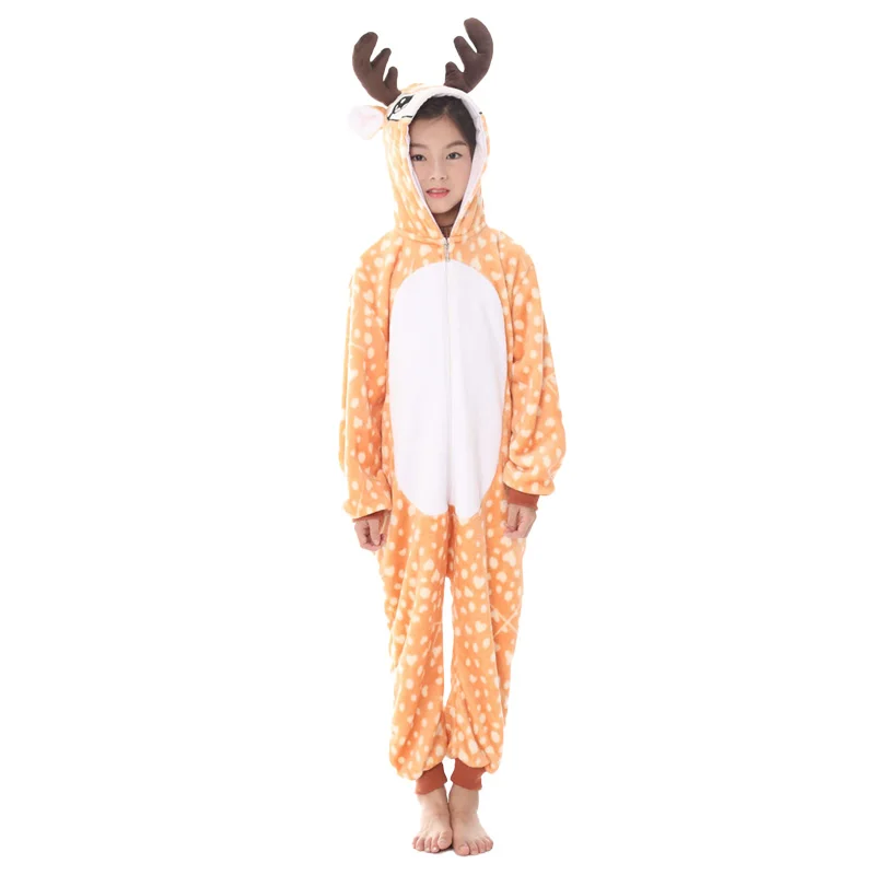 Fluffy Pajamas Kigurumi Jumpsuit Homewear Halloween Cosplay Costumes Long Sleeve Nightgown Onesies Flannel Anime Cartoon Animal