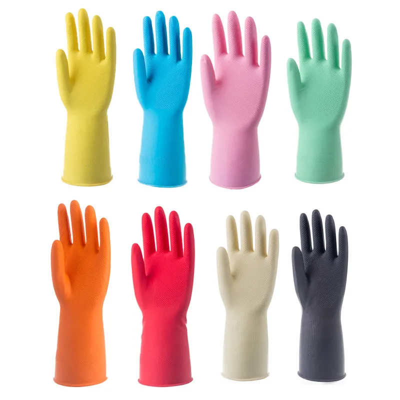 1/2/3Prs Female Waterproof Rubber Latex Dishwashing Gloves Kitchen Durable Cleaning Housework Chores Tools
