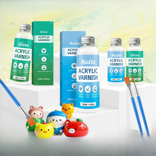 60/120ML Matte Varnish for Acrylic Paint & Plaster Figurines - Water-Based Dust-Proof Sealer, DIY Crafts Protective Coating 3