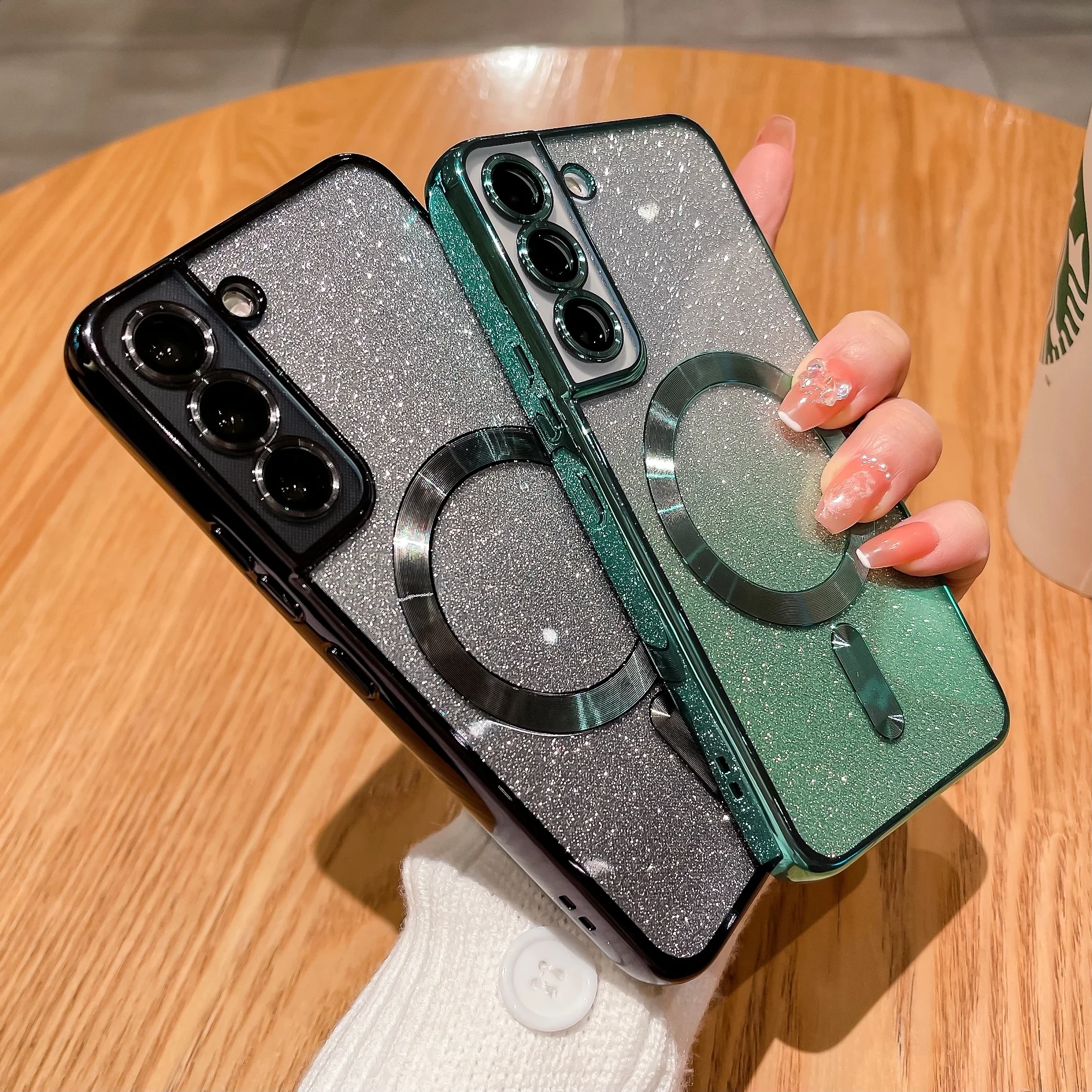 Nuovo Per Samsung Galaxy S23 Ultra S23 Plus S23 S22 Ultra Plus S21Fe Custodia Protettiva Per Telefono Con Magnete Glitterato Elettrolitico