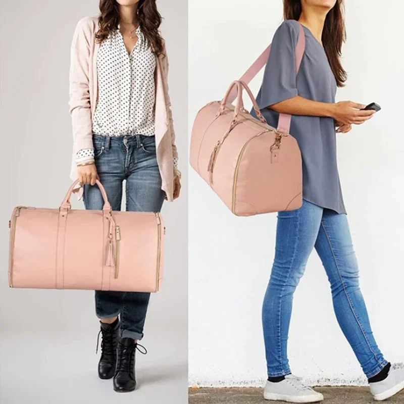 2024 Fashion Large PU Folding Suit Storage Bag Women High Capacity Luggage Handbag Travel Sport Outdoor Multi Function Organizer 2