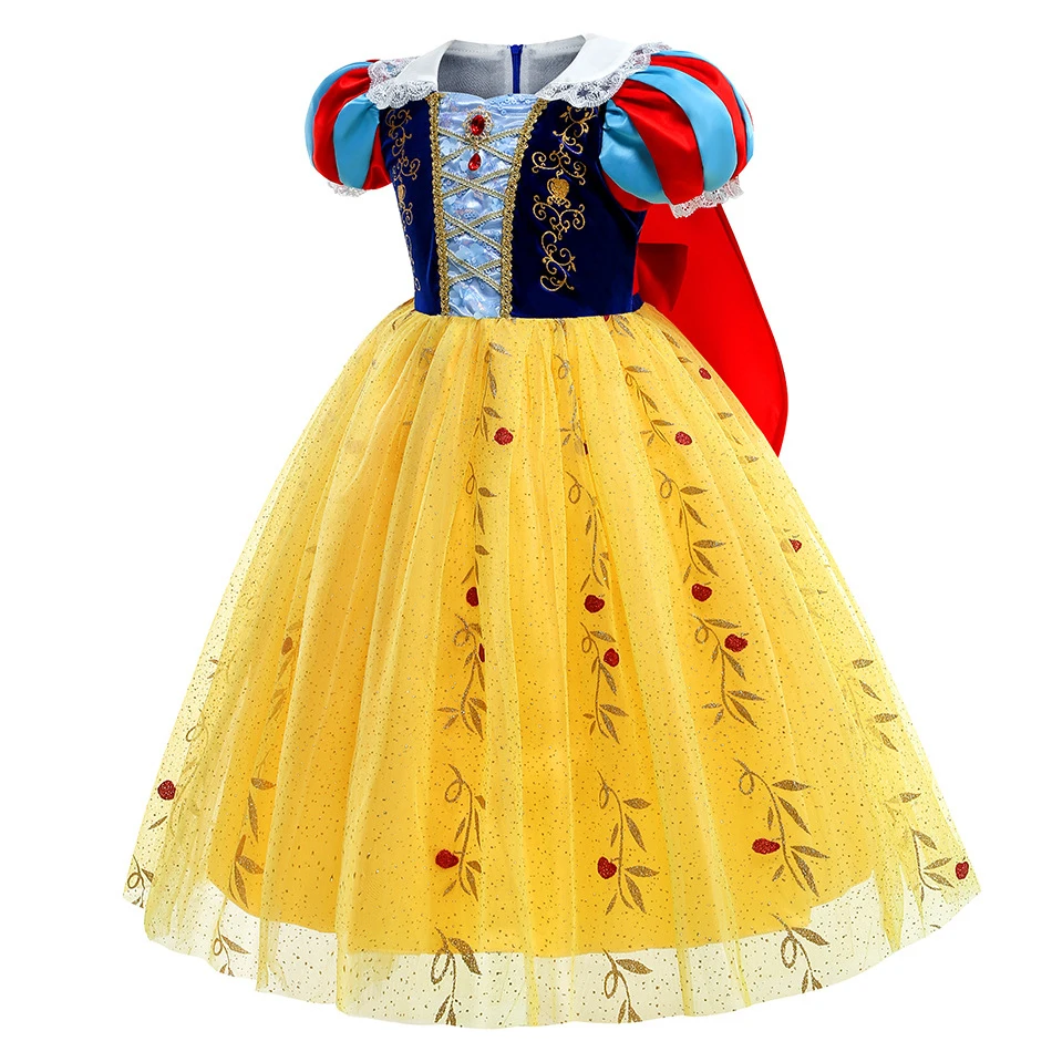 Luxury Snow White Dress Girl Princess Costume With Cloak Kids