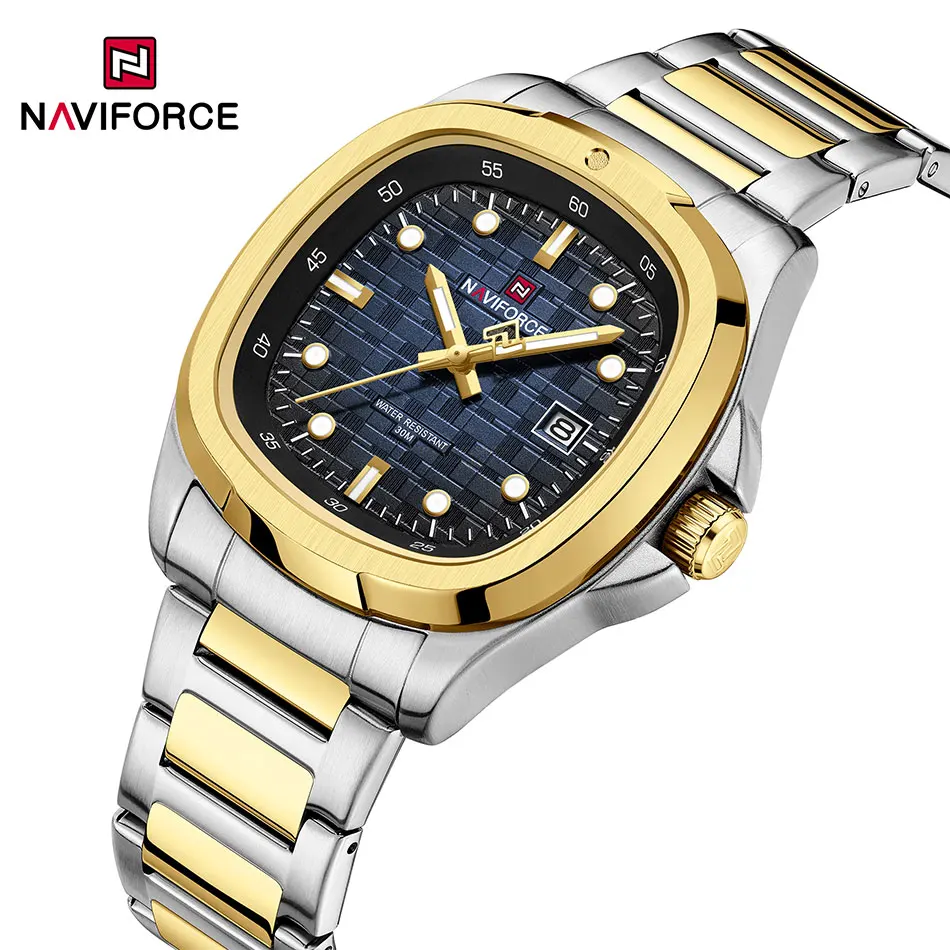 NAVIFORCE Simple Luxury Quartz Watches for Men Stainless Steel Band ...