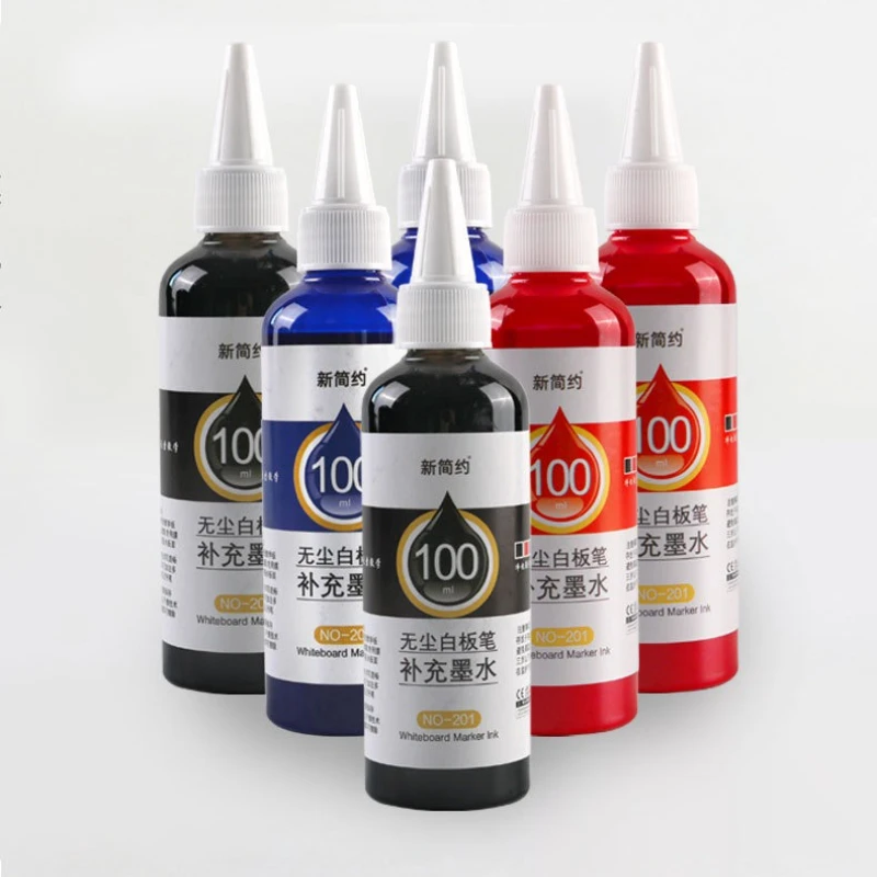 100ml 필름 형성 화이트보드 마커 잉크 마커 펜 잉크를 보충하기 위해 잉크가 새지 않는 밝은 색상 낙서 보드북