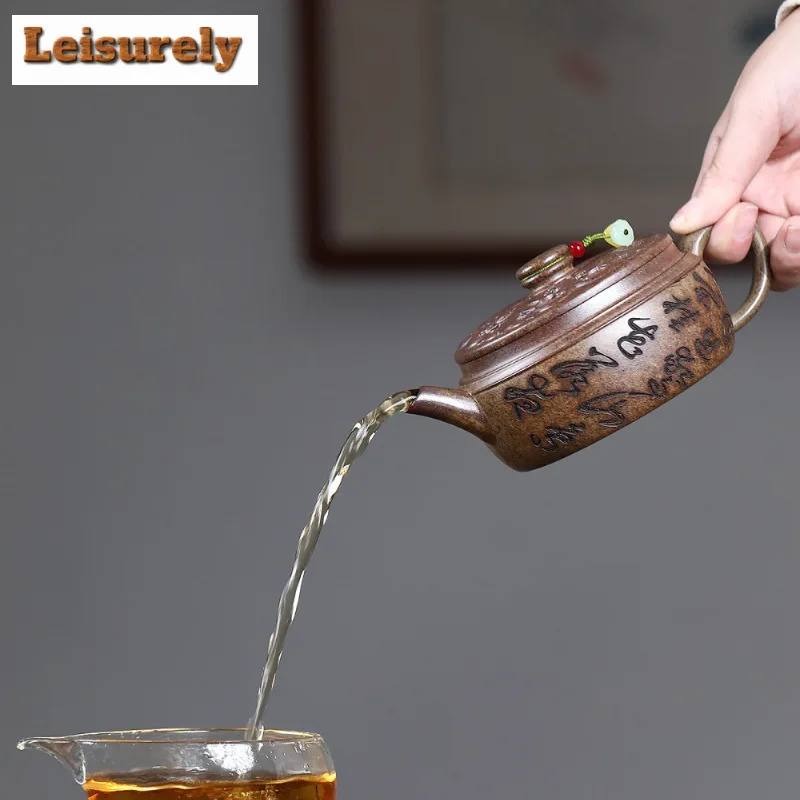 350ml Yixing Purple Clay Teapots Handmade Large Caliber Pot Raw Ore Wood-fired Porcelain Mud Kettle With Filter Zisha Tea Set