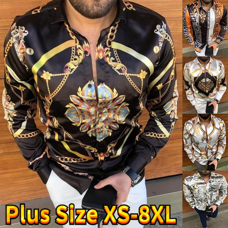 

2023 3D Print Long Sleeve Button Tops Men's Clothing Club Party Cardigan New Luxury Vintage Shirts Men Oversized Casual Shirt