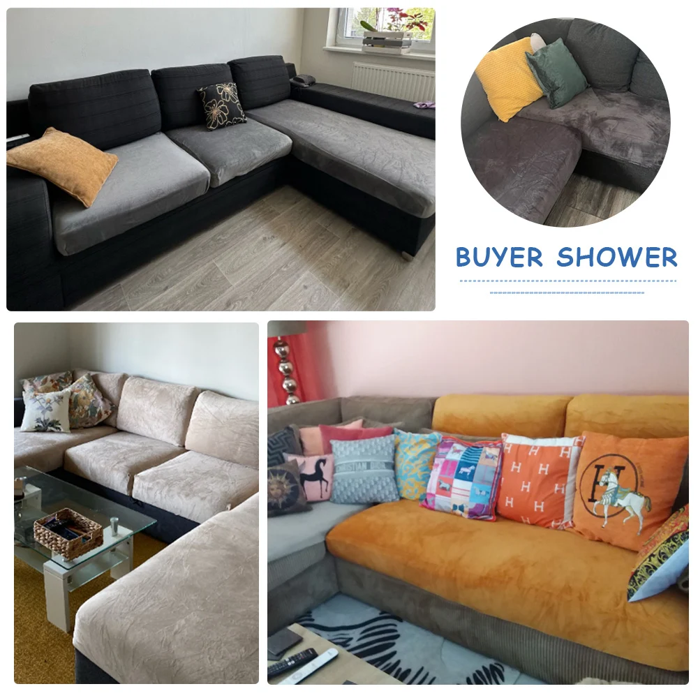 Super Velvet Sofa Cushion Cover Elastic Thick L Shape Corner Armchair Sofa Cover Slipcover Furniture Protector For Living Room 3