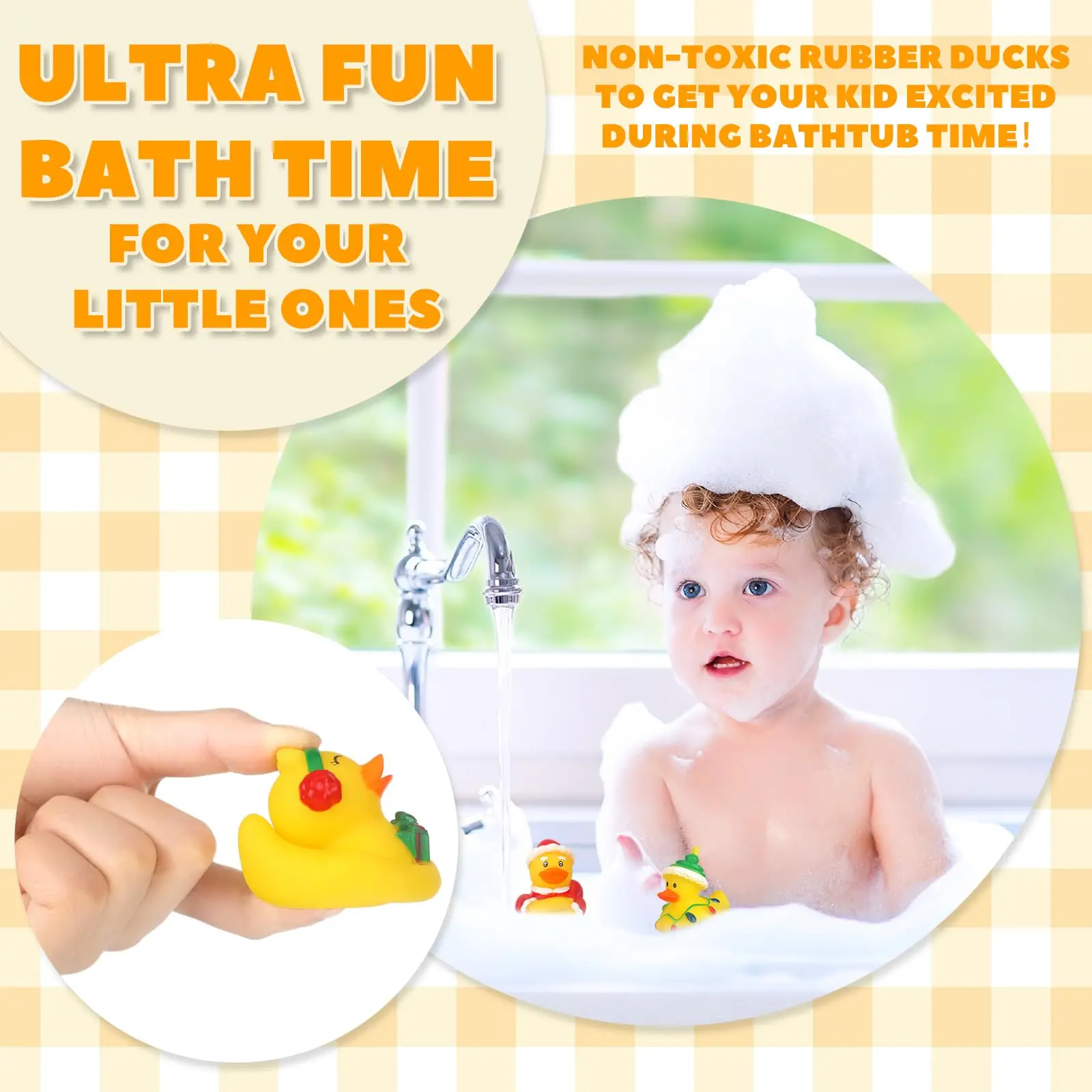 50/100 Pcs Christmas Rubber Ducks  Mini Christmas Ducks Toys Xmas Party Decorations Duck Pool Toys for Party 3