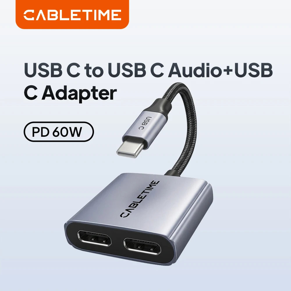 CABLETIME PD 60W 고속 충전기 알루미늄 어댑터 USB C-듀얼 U..