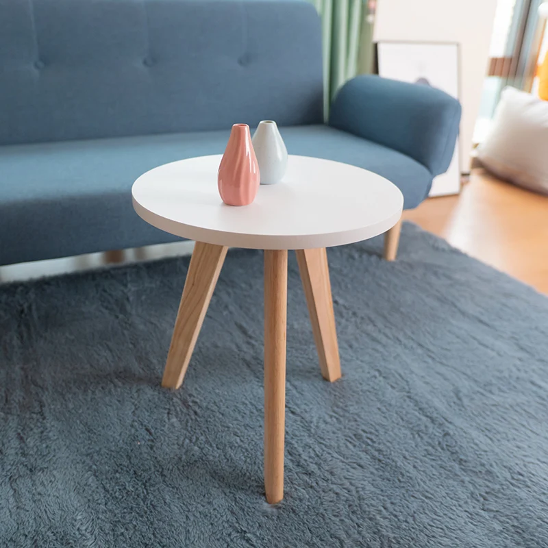 

Polyga Nordic solid wood coffee table lazy nest bedroom sofa with coffee table side table small white table computer desk