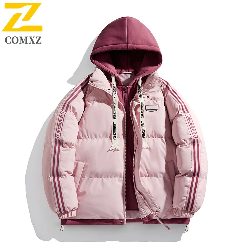 COMXZ 2025 New Men's Hooded 2-in-1 Jacket Autumn Winter Windproof Waterproof Thickened Warm Cotton Outerwear for Daily Outdoor​