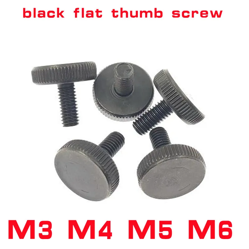 Flat Head Thumb Screw M5 Steel Computer Screws Black Thumb Screws