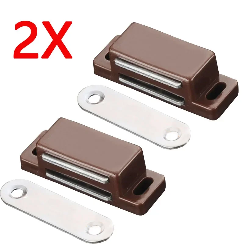 Magnetic Cabinet Latches 2 Sets Door Magnetic Closer Cabinet Door Catch Latch Magnet Suction Bar Silence Cupboard Wardrobe Doors DIY