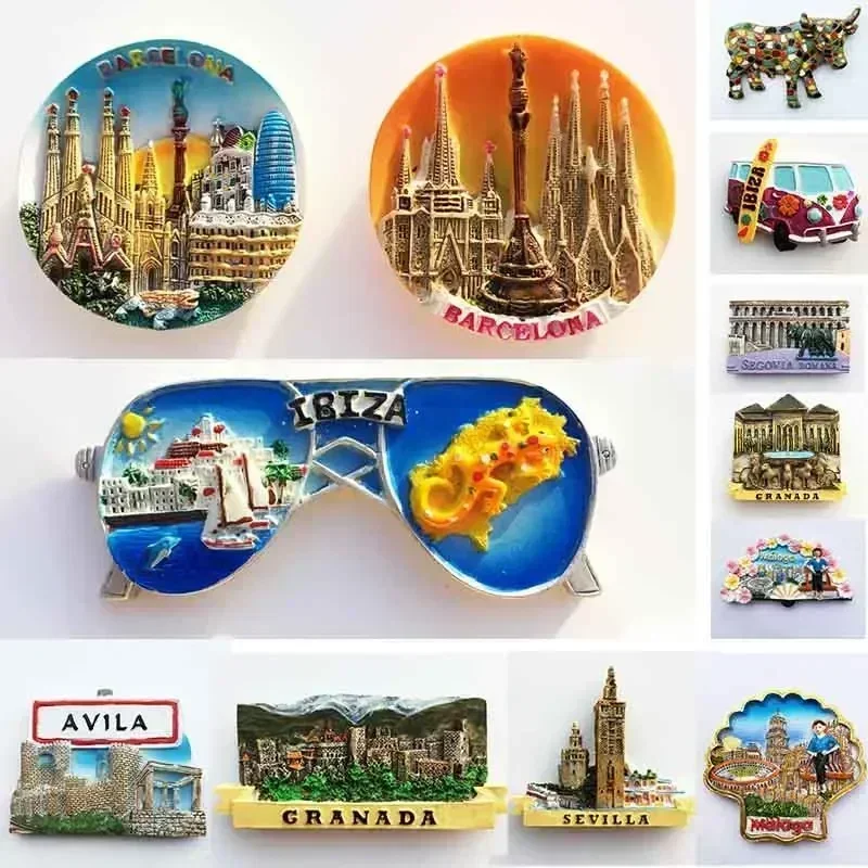 Barcelona Spain Fridge Magnets Columbus Granada Ibiza Sevilia Maalaga Souvenir Refrigerator Magnets Stickers Home Kitchen Decor magnetic fridge magnets magnetic sticker magnetic fridge stickers refrigerator decor