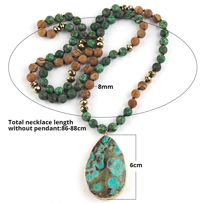 RH Fashion Boho Jewelry Natural Stones With Semi Precious Pendant