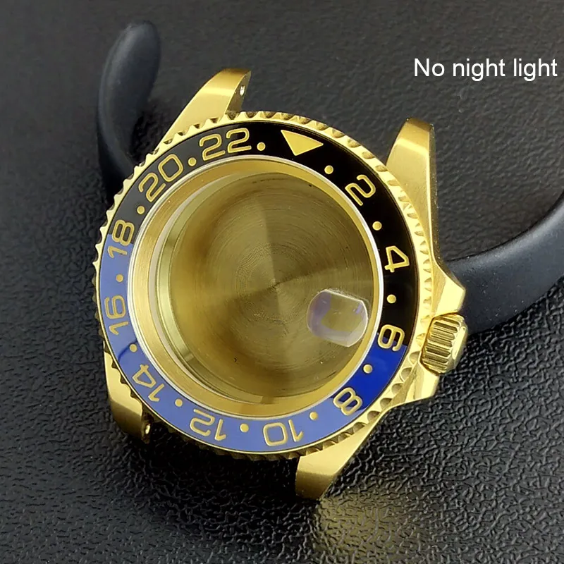 40MM Sapphire Glass GMT Bidirectional Rotation Watch Case with Accessories