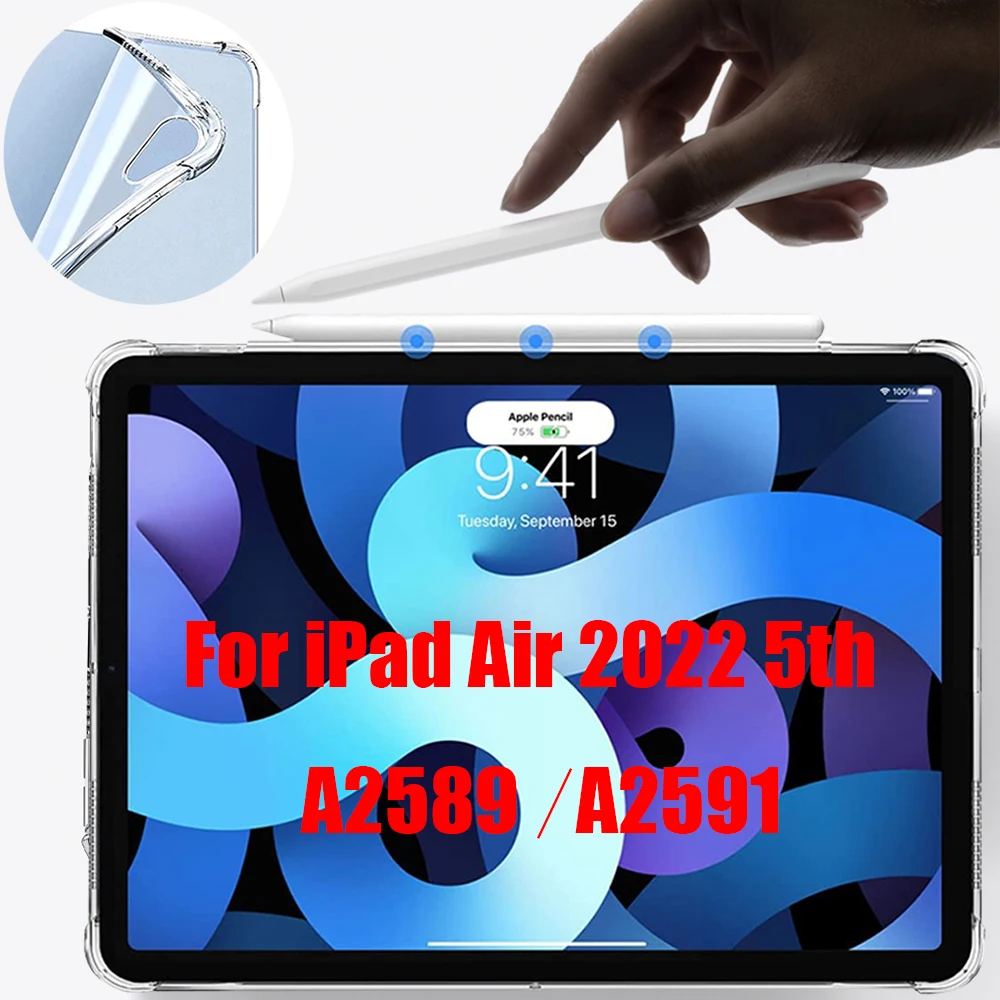 

Tablet case for Apple ipad Air 2022 5th 10.9" Silicone soft shell Airbag Transparent protection cover funda capa New A2589 A2591