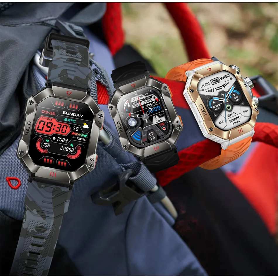 GPS Military Outdoor Smart Watch 2.0 inch 650 mAh Large Battery Watch GPS Motion Track Compass Bluetooth Call Smartwatch_voghion.com