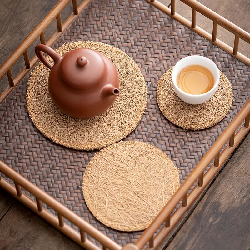 Vintage Eco-Friendly Natural Loofah Teapot Mat and Kitchen Coaster