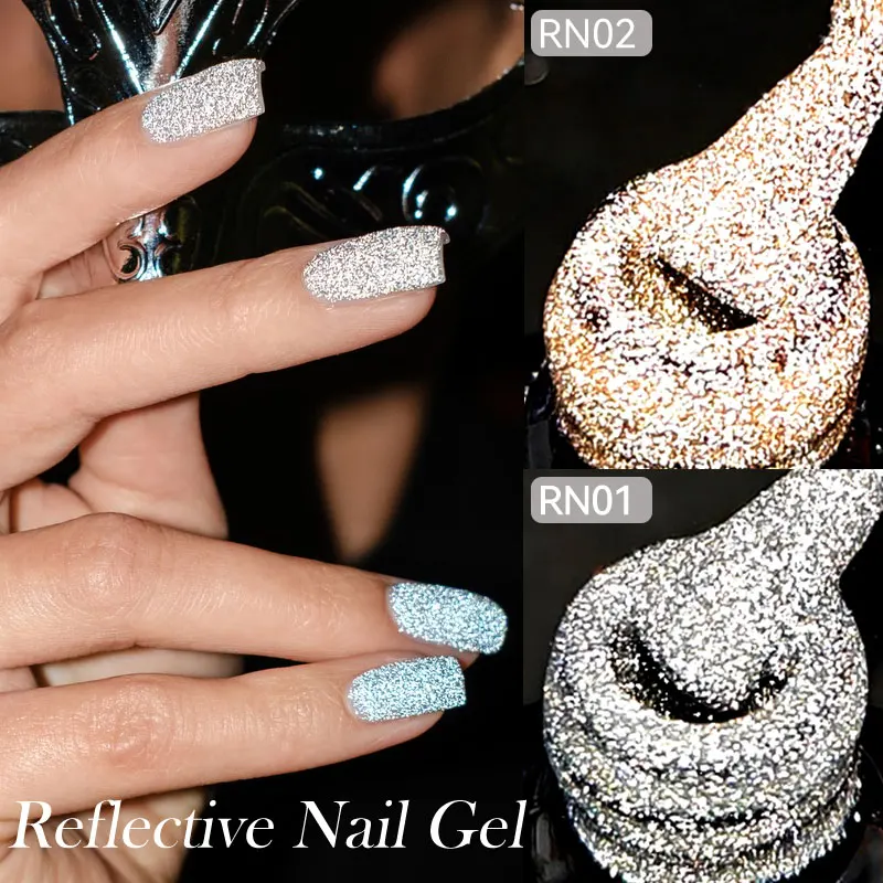 LILYCUTE 7ML Reflective Glitter Gel Nail Polish Silver Champagne Gold Superflash Bright Sparkling Soak Off Nail Art Gel Varnish