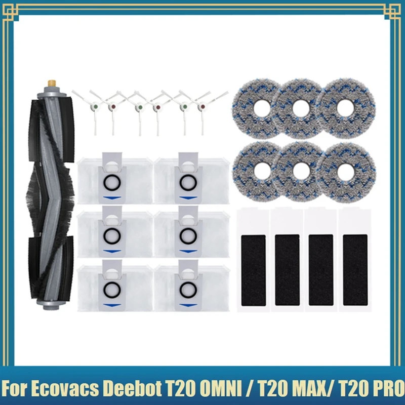 23PCS For Ecovacs Deebot T20 OMNI / T20 MAX/ T20 PRO Vacuum Cleaner  Accessory Main Side Brush Mop Cloth HEPA Filter Dust Bag - AliExpress