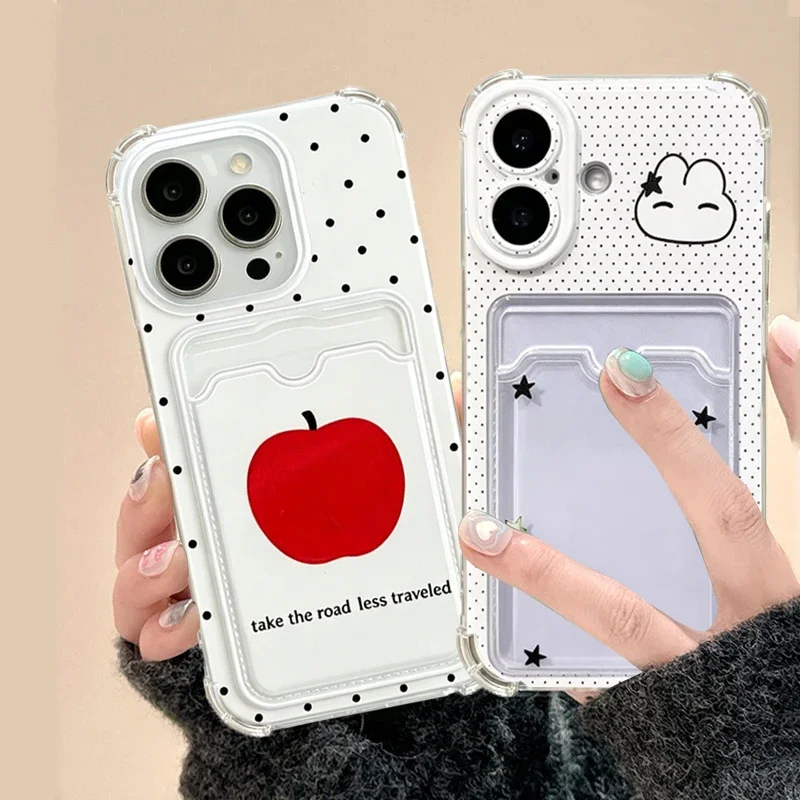 Korean Polka Dots Clear Wallet Phone Case