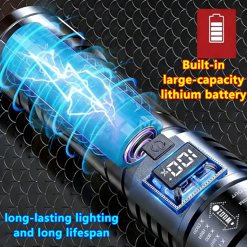Ultra-Bright Rechargeable LED Tactical Flashlight - Long Range, Waterproof Torch for Outdoor Adventures & Emergencies
