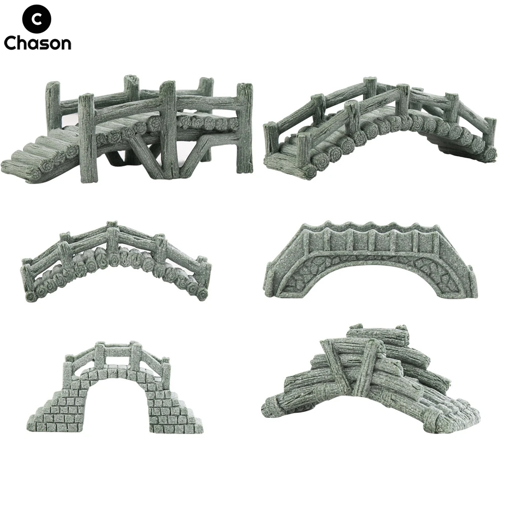 Sand Stones Bridge Figurine Boat Bonsai Rockery Aquarium Ornaments Fairy Garden Bonsai Rockery River Lanscape Decorazione Della Casa