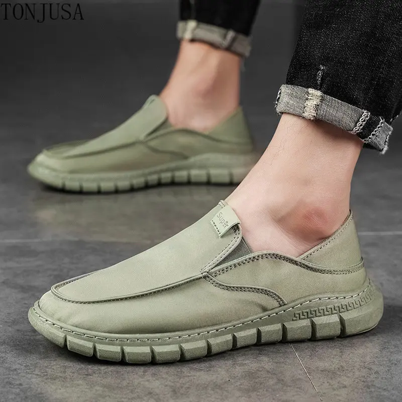 

Shoe Men's Spring Korean Edition One Foot Cloth Shoes Fashion Flat Bottom Bean Shoes Lazy Man's Set Foot Canvas Shoes
