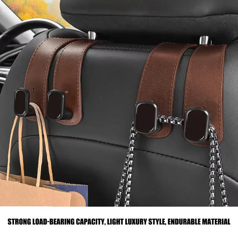 Car Purse Hook PU Leather Purse Holder for Car Versatile Hanger Storage Organizer for Trunk Vehicle Organization Accessories