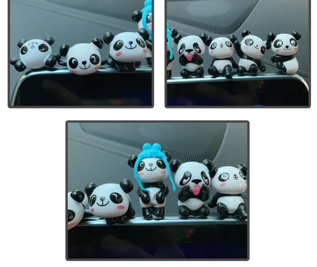 Mini Panda géant pour tableau de bord de voiture, 8 pièces