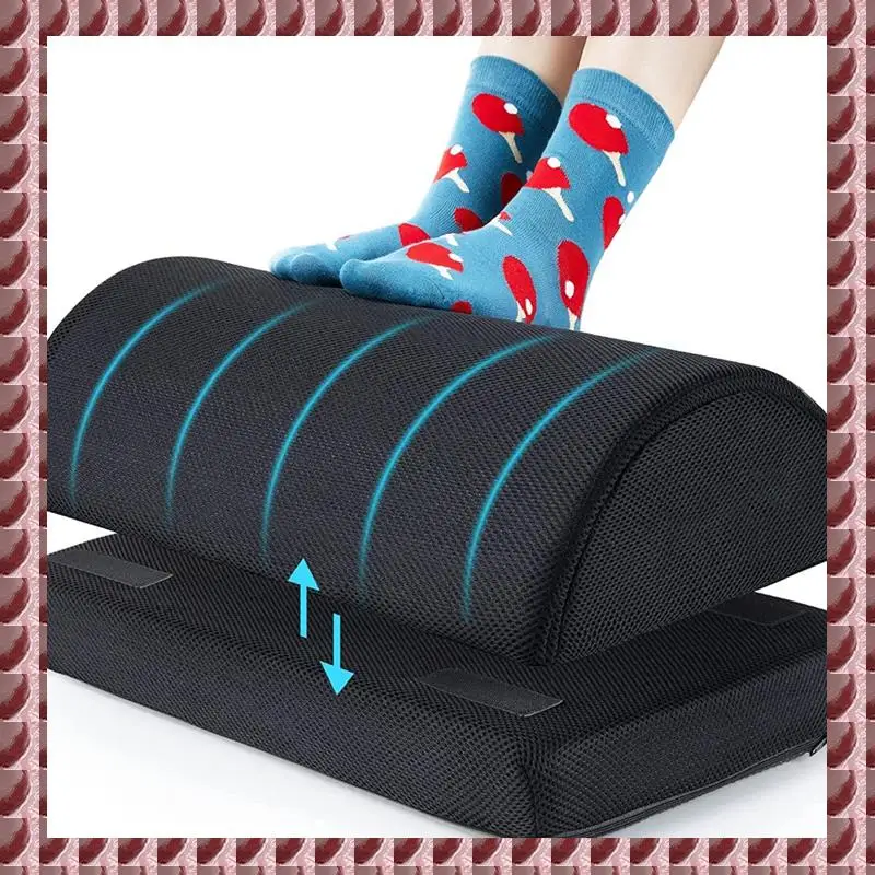A95G 1 Piece Foot Rest Under The Work Desk, Black Double-Layer Adjustable Footstool Memory Foam Suitable For Office