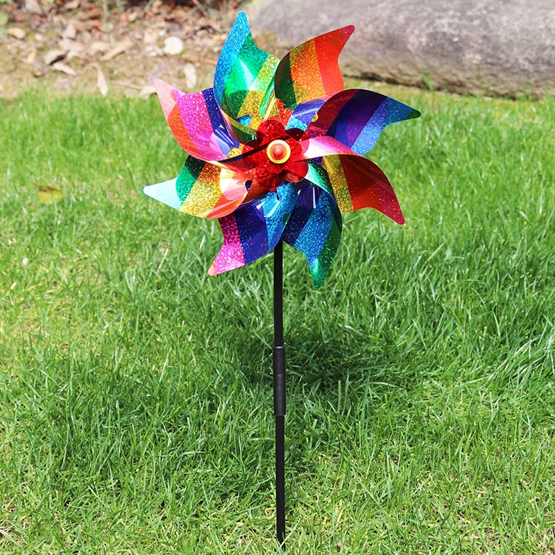 Rainbow Windmill Countryside Expelling birds Windmill Park Scenic Area Decoration windmill toys,garden art decor,bird repeller pinwheels,windmill bird repellent,wind spinner,garden windmill