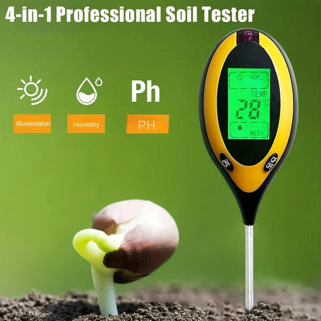 Soil PH Tester 4 in 1 PH Soil PH Detector Light Moisture Fertility pH Temperature Humidity Light Mete Garden for Flowers 1