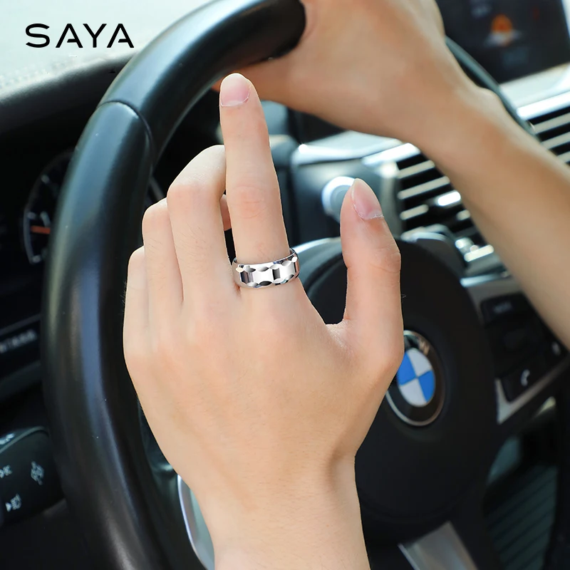 Men's Finger Ring 8mm Width High Polished Faceted Tungsten Jewelry Gift Electroplating Gold and Silver, Free Shipping,Customized