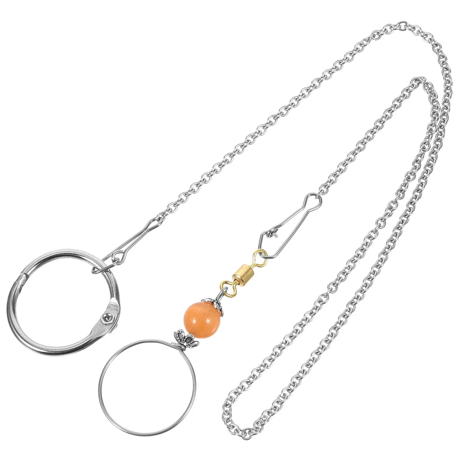 Stainless Steel Bird Neck Collar 30cm Chain for Parakeet Parrot Cat Eye Stone Necklace Lightweight Training Pet Bird