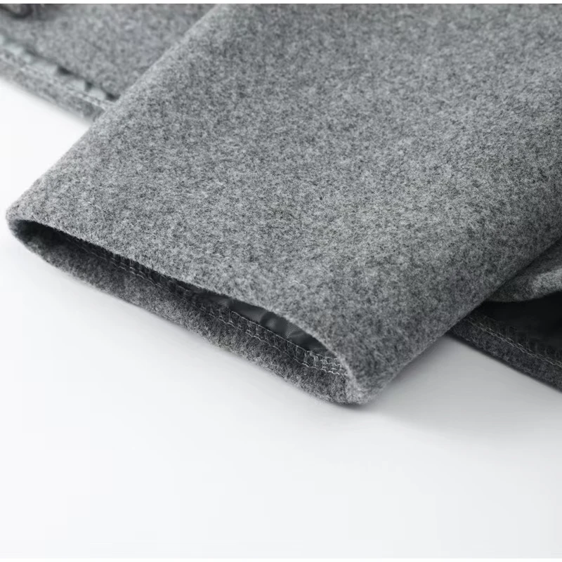 Vintage One Button Woolen Coat Women Gray Loose Long Sleeve V-neck Short Jacket Female Autumn Winter Casual Lady New in Outwears