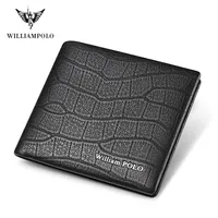 WILLIAMPOLO 100% Genuine Leather Wallet Men Crocodile Pattern Men Card Holder Wallet Real Cowhide Wallets For Man 1