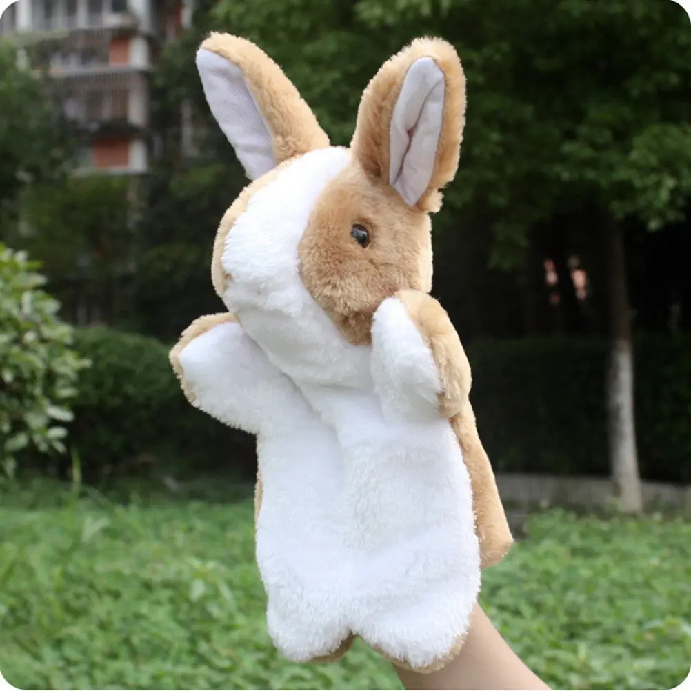 1Pcs 손 인형 동물 디자인 토끼 갈색 어린이 스토리텔링 역할 놀이 액세서리 파티 호의 선물 상상력 넘치는 대화형 놀이