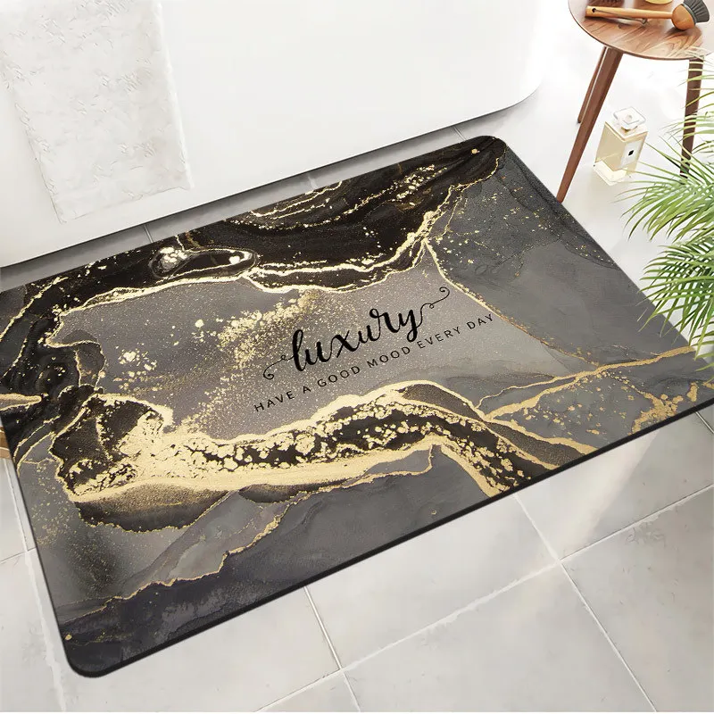

Marble Bath Mats Soft Diatomaceous Mud Bathroom Absorbent Quick Drying Floor Foot Mat Anti Slip Entrance Kitchen Toilet Rug