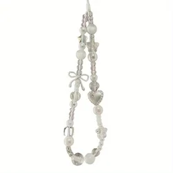 Cute Korean White Star & Pearl Beads Phone Chain - Trendy Universal Lanyard Pendant for Lanyard (1)
