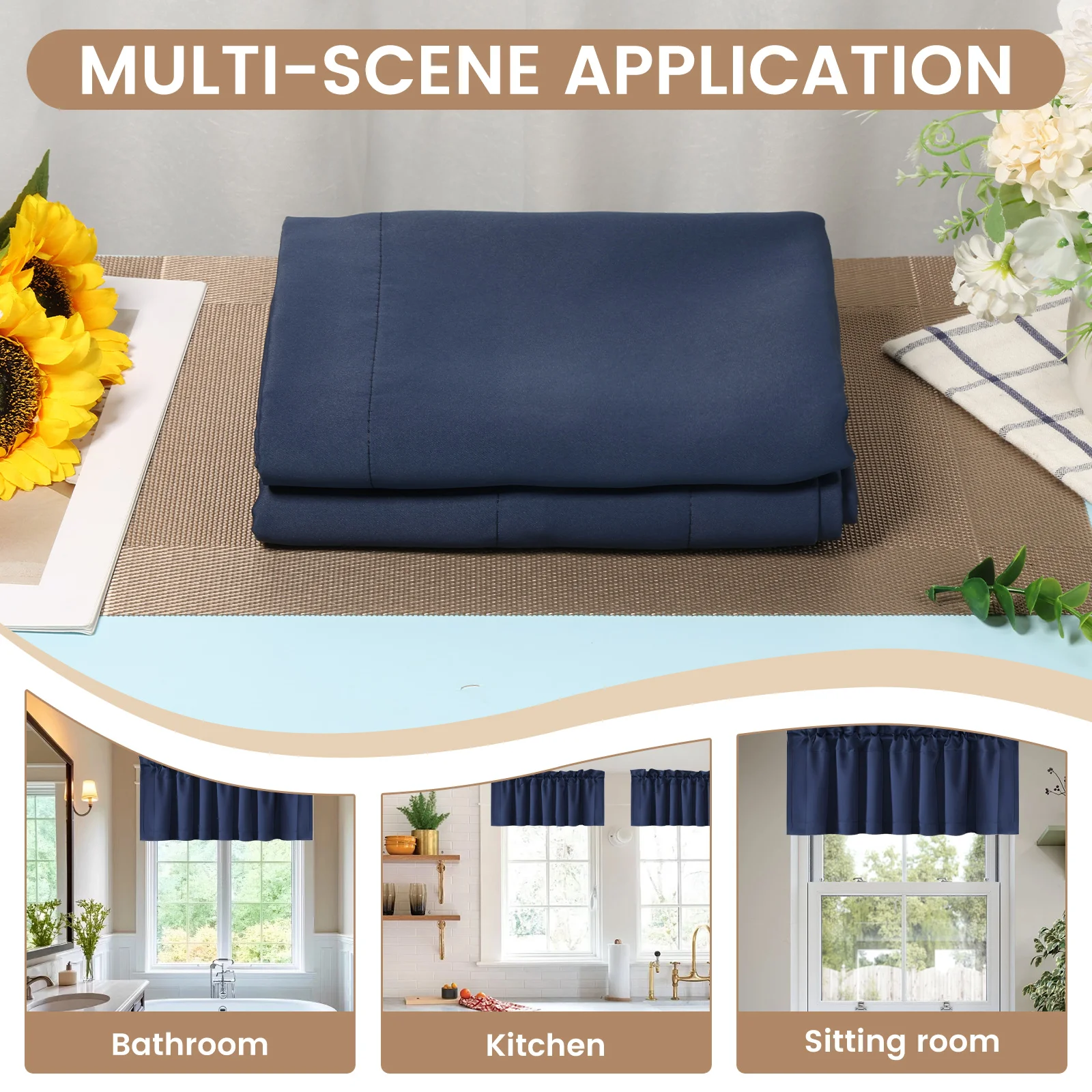 2/4pcs Valances Curtains For Windows, Rod Pocket Small Blackout Valances Curtain for Kitchen Bedroom Bathroom Window Toppers