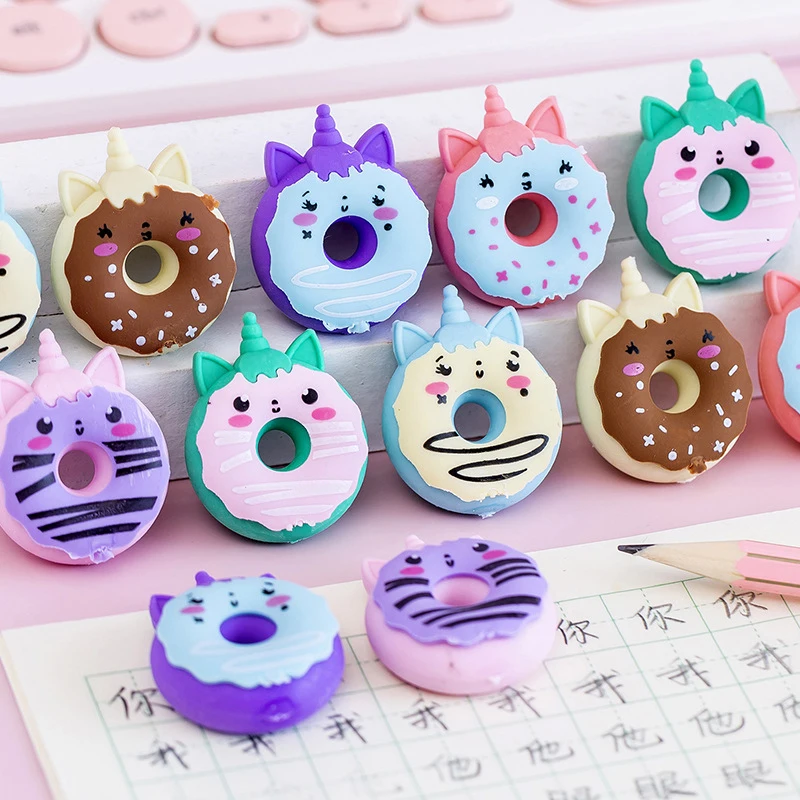 

10 Pcs Donut Unicorn Eraser Cute Cartoon Student Prize School Stationery Cute Eraser Office Supplies Colored Rubber Sassafras