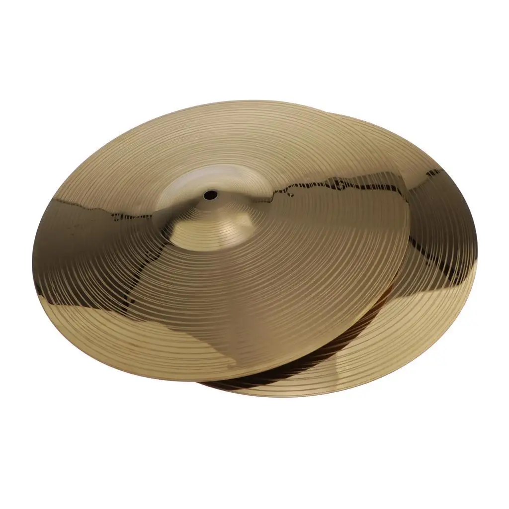 Durable 2x Alloy Drum Hi Hat Cymbals 14'' for Drummer, Golden