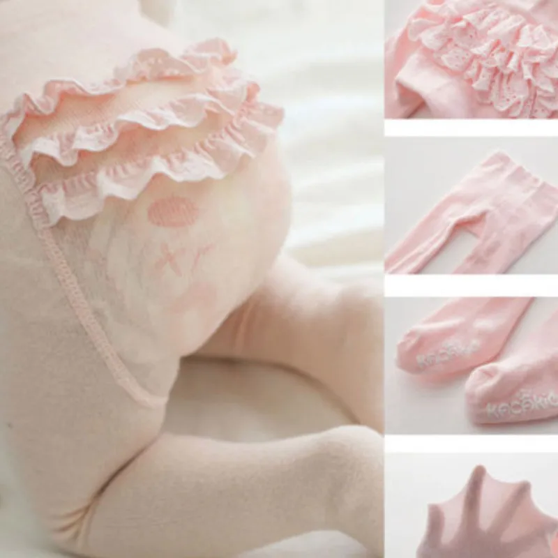 

Baby Girl Pantyhose Kids Socks Fall Winter Knit Tights Lace Ruffle Letter Waistband Pantyhose Kids Princess Stretch Stockings