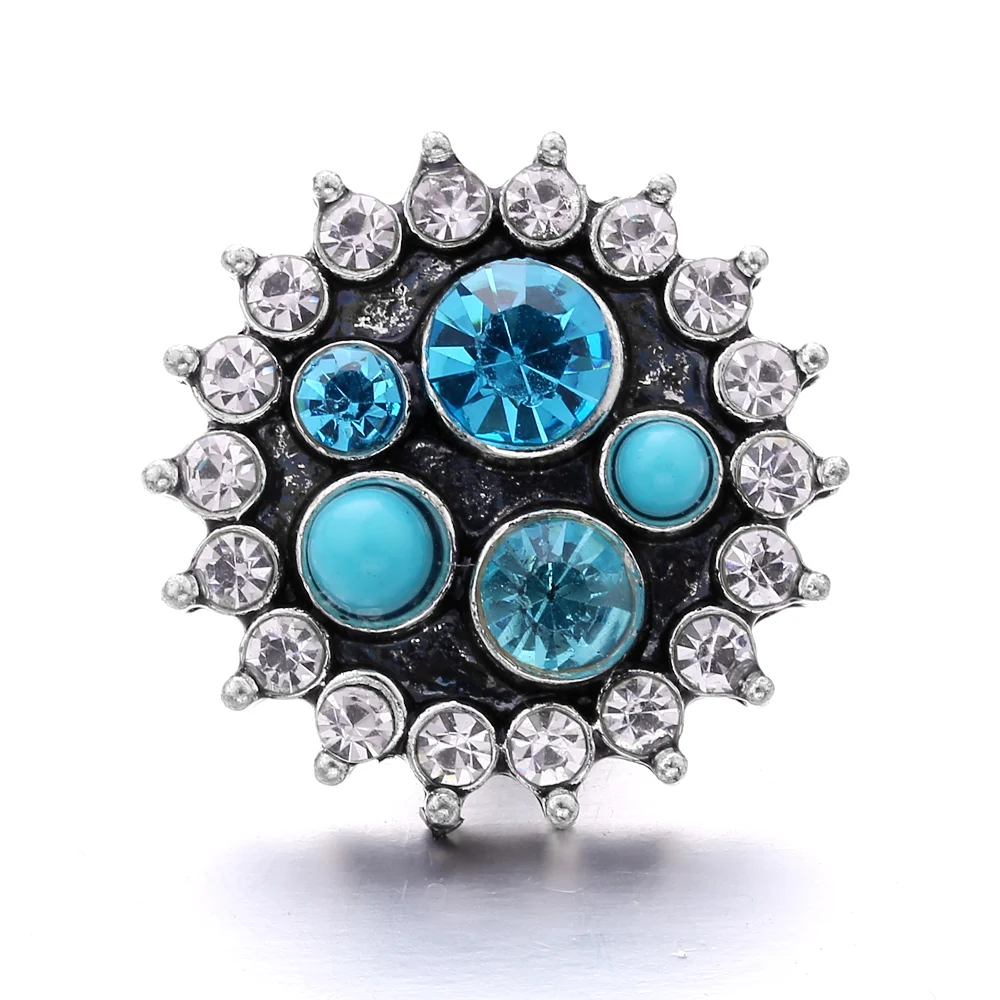 20pcs Rhinestone Flower 18mm Metal Snap Buttons Fit Snap Bracelet Bangle Necklace DIY Snaps Buttons Jewellery