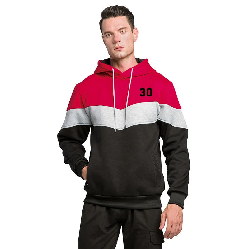 

Mens Tracksuit Fashion Casual Pullover Jogging Hooded Sweatshirts Male Outdoors Sport Hoodies Coat Three Color Splicing Tops