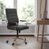 High Back Black LeatherSoft Executive Swivel Office Chair with Gold Frame Arms 1