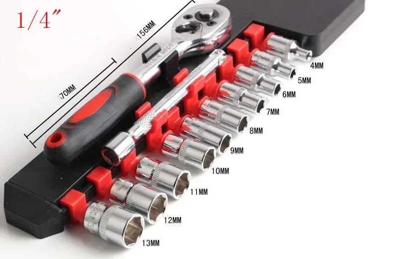 12피스 라쳇 소켓 렌치 세트, 1/4 3/8 1/2 인치, 다기능 소켓 렌치, 자동차 및 오토바이 수리 도구 세트