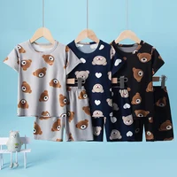 2-Pcs Children’s Casual Cute Home Service Suit Boy Casual Joker Bear Print Short Sleeve Girl Comfortable Joker Sweet Shorts Suit